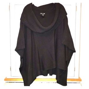 Black Poncho Pullover Sweater